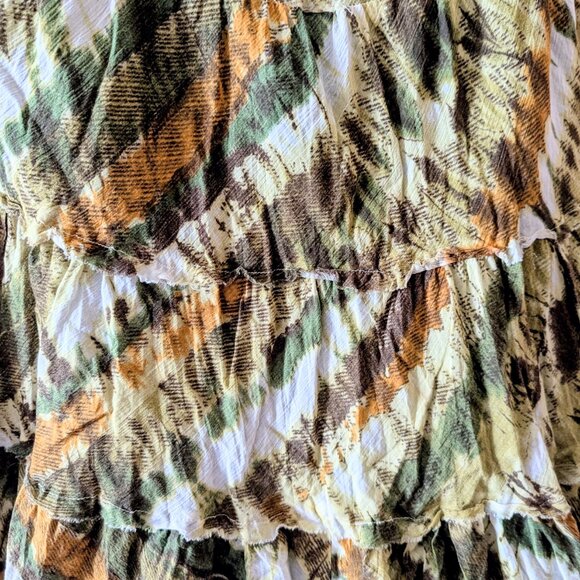 Vintage Earth Tone Patchwork Tiered Midi Skirt Fairy Cottagecore Y2k Goblincore - Picture 5 of 5